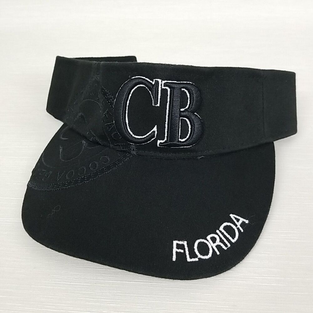 Cocoa Beach Florida Visor Black Adjustable Strap 777 Lucky Embroidered